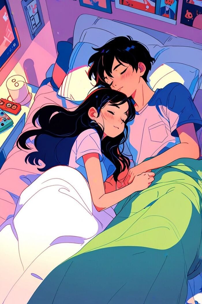 cartoon couple dp 4k