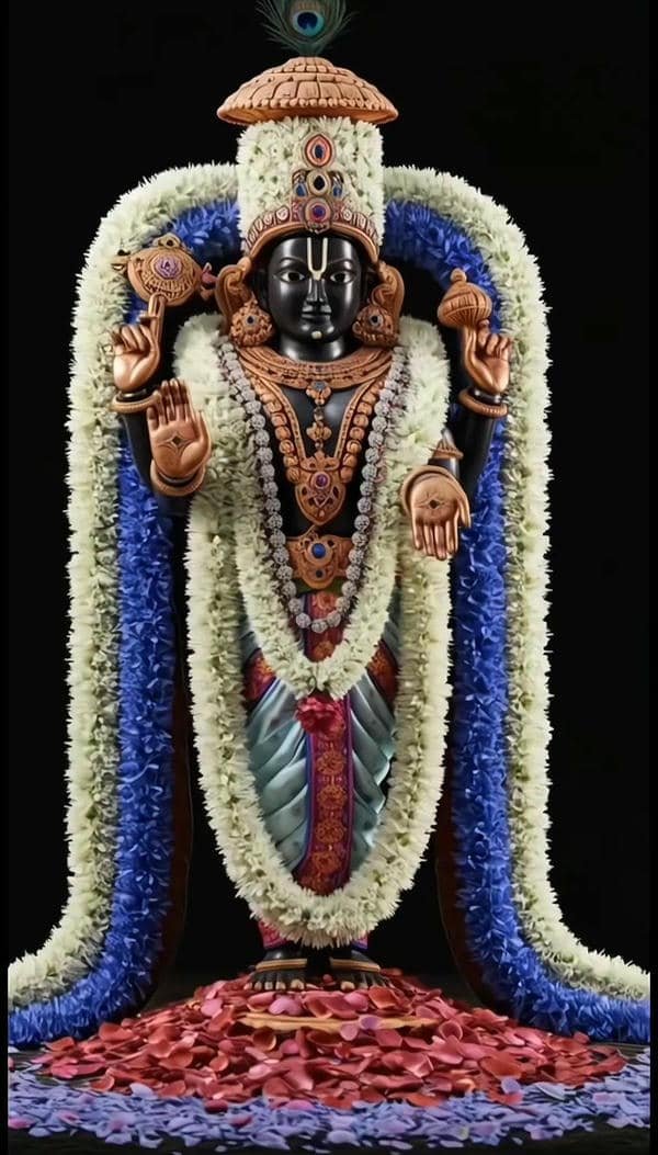 lord govinda colorful temple statues